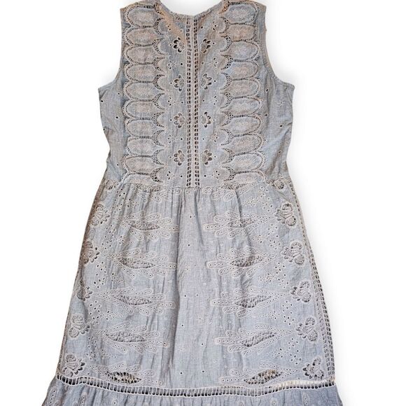 Sea New York Embroidered Sleeveless Midi Dress Pale Blue Grey Size 2 - Picture 13 of 16